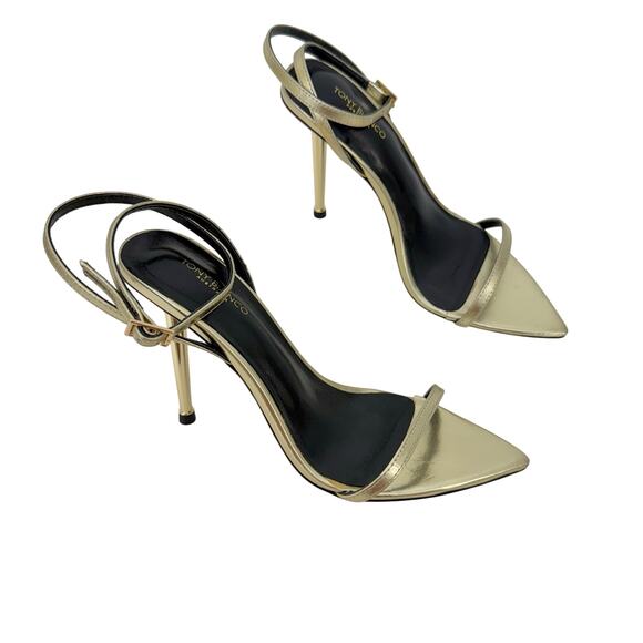 Tony Bianco Shoes - Tony Bianco Myra Sandal Heels Gold Metallic Nappa Leather Size 6